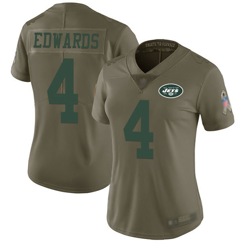 New York Jets Limited Olive Women Lac Edwards Jersey NFL Football #4 2017 Salute to Service->new york jets->NFL Jersey